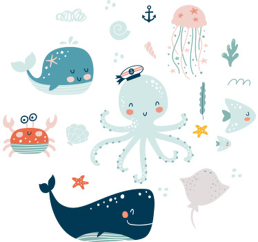 sea animals collection Kids t-shirt - TenStickers