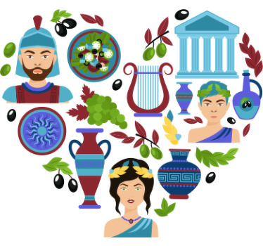 ελληνικά σύμβολα καρδιά ζευγάρι μπλουζάκια - TenStickers