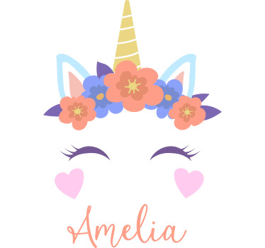 Unicorn pattern with name Kids t-shirt - TenStickers