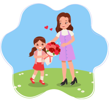 一个小女孩向他妈妈的衬衫献上玫瑰 - TenStickers