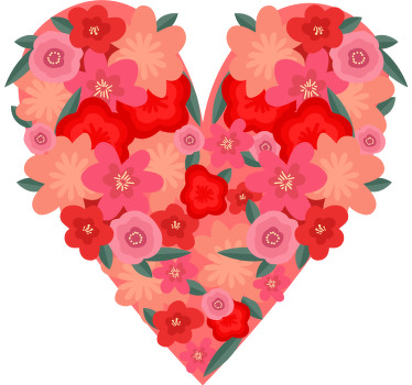 çiçeklerle dolu kalp özel tişört - TenStickers