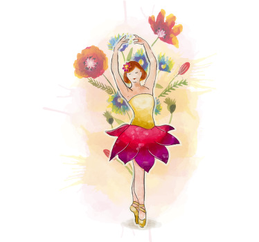 Camiseta personalizada bailarina con vestido de flores - TenVinilo