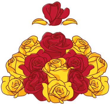 Camisa de flores dibujadas en amarillo y rojo - TenVinilo