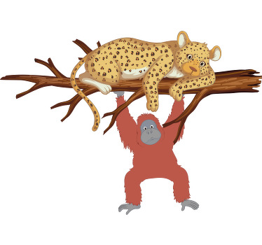 Monkeys chasing a leopard Kids t-shirt - TenStickers