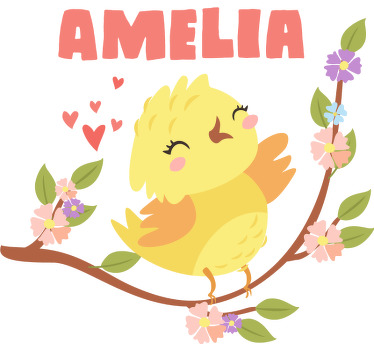 Camiseta infantil Pollito con nombre y flores - TenVinilo