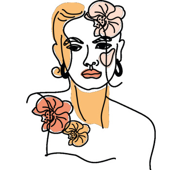 T-shirt Minimalistyczna twarz ze storczykami - TenStickers