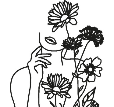 Kadın ve ayçiçekleri minimalist tasarımlı tişört - TenStickers