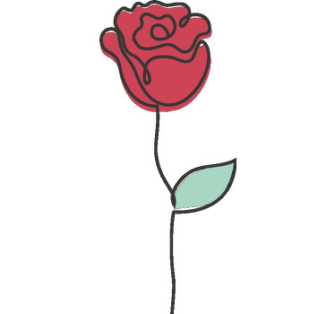 Drăguț trandafir roșu linie art design tricou personalizat - TenStickers