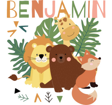 T-shirt enfant Prénom Animaux avec feuilles - TenStickers