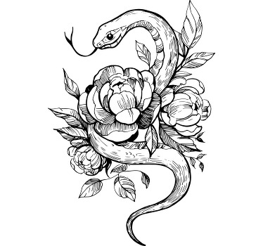 Camiseta personalizada serpiente rosa con flores - TenVinilo