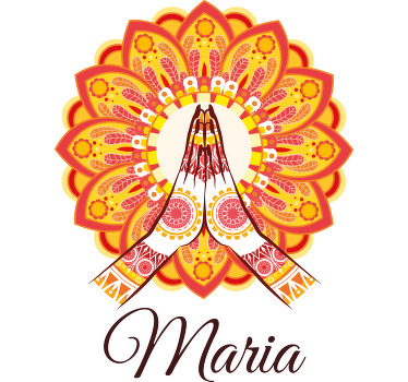 Red yellow mandala with name custom t-shirt - TenStickers