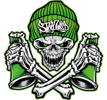 Green skull glasses graffiti  custom t-shirt - TenStickers