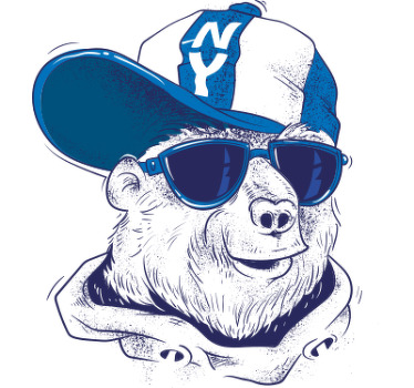 Blue bear cartoon graffiti custom t-shirt - TenStickers
