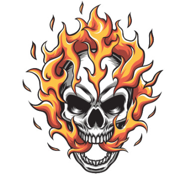 Calavera en llamas estilo de dibujos animados camiseta personaliz - TenVinilo