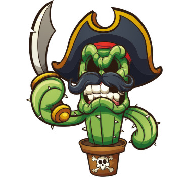 Cactus cartoon pirate  custom t-shirt - TenStickers