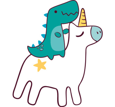 Camiseta personalizada de dibujos animados de unicornio y dinosau - TenVinilo