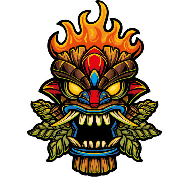 Brann tiki maske tegneserie graffiti tilpasset t-skjorte - Tenstickers