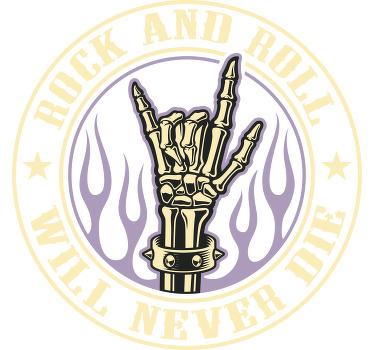 ροκ χέρι σημάδι στη φωτιά με κείμενο προσαρμοσμένο μπλουζάκι - TenStickers