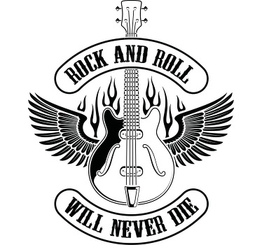 Guitarra em chamas com t-shirt personalizada com texto rock - TenStickers