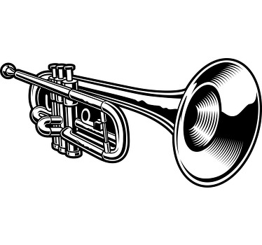 Black and white trumpet illustration t-shirt - TenStickers