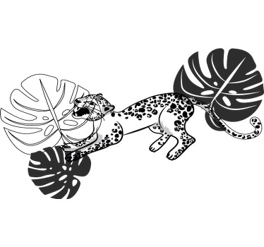 Sort hvid vild leopard tropisk skjorte - TenStickers