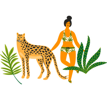 Leopard and woman art t-shirt - TenStickers