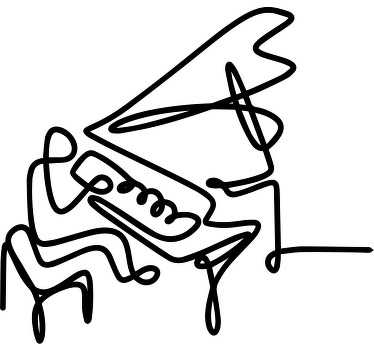 Pianist lineart cute design custom t-shirt - TenStickers