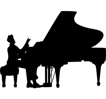 Pijanist jednostavna glazbenica majica siluete - TenStickers