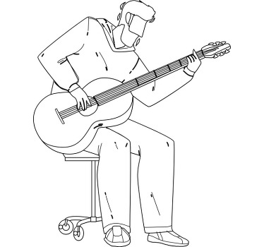 Gitarist sjedeći dizajn majica po mjeri - TenStickers