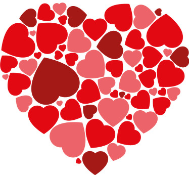 Pink and red heart shape pattern Couple shirts - TenStickers