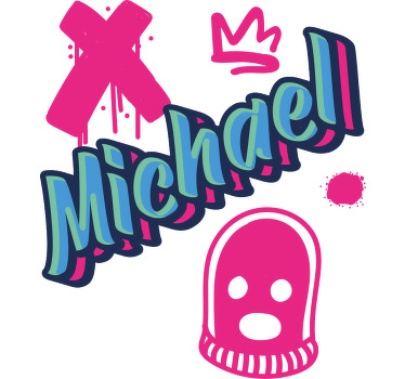 Name graffiti with ghosts in pink shirt - TenStickers