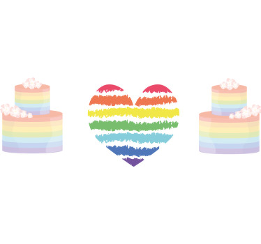 δύο ζευγάρια κέικ ουράνιο τόξο ζευγάρια μπλουζάκια - TenStickers