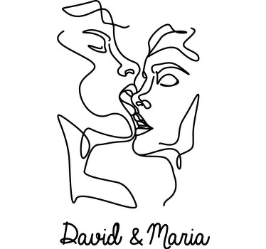 Linie umění pár trička s názvem - TenStickers