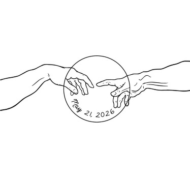 Rørende hænder stregkunst T-shirts med navn - TenStickers