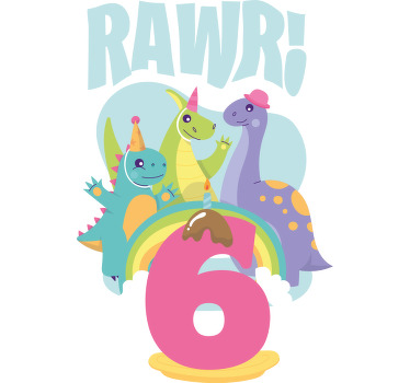 Camiseta infantil Fiesta de dinosaurio rawr - TenVinilo