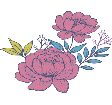 Büyük çok renkli çiçek desenli özel tişört - TenStickers