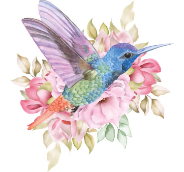 T-shirt colibri floral coloré - TenStickers