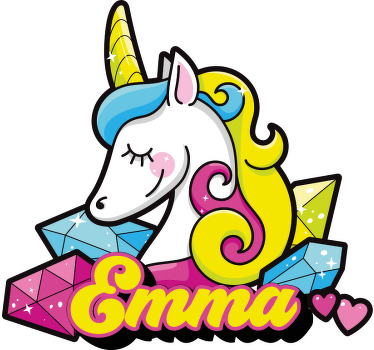 T-shirt enfant licorne colorée avec nom - TenStickers