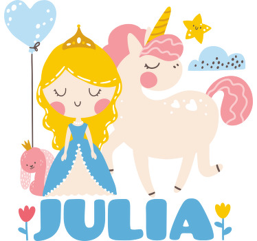 Tshirt Kind Cartoon-prinzen und einhorn - TenStickers