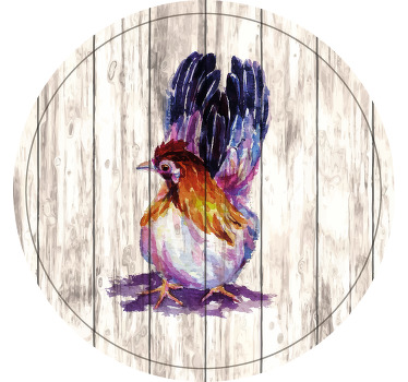 Piirretty kukko puukuvioituun t-paitaan - Tenstickers