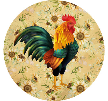 κόκορας και ηλιοτρόπια προσαρμοσμένη μπλούζα - TenStickers