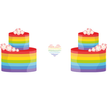 δύο ζευγάρια κέικ ουράνιο τόξο ζευγάρια μπλουζάκια - TenStickers