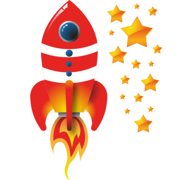 Camiseta infantil Camiseta cohete rojo y blanco - TenVinilo