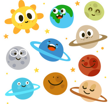 Planetary characters kids t-shirt - TenStickers