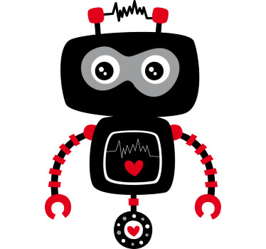 黑色卡通机器人儿童 t 恤 - TenStickers