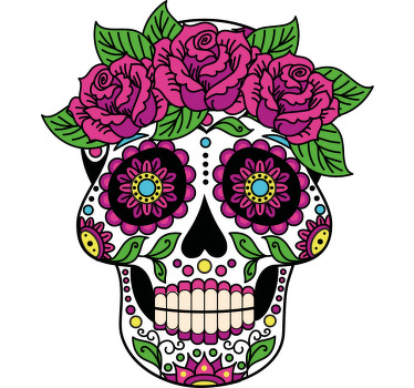 Camiseta personalizada calavera con flores mexicanas - TenVinilo