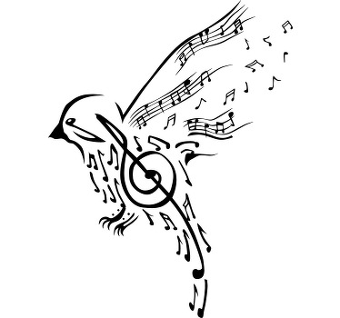 Müzik notaları kuşlar özel tişört - TenStickers
