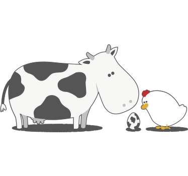 Cartoon cow and hen Kids t-shirt - TenStickers
