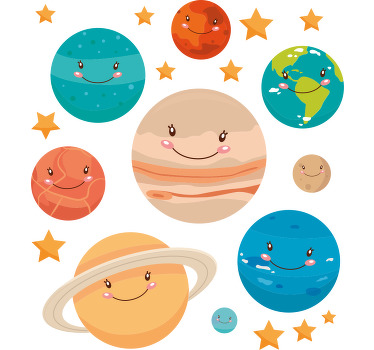Dječja majica crtića smajlići planeti - TenStickers