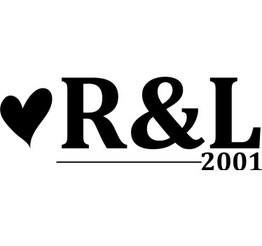 Initials Heart  T-shirts with name - TenStickers